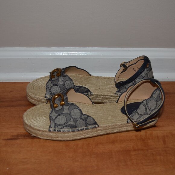 Coach Dillon Midnight Navy NEW w/box Jaquard Ankle strap Espadrilles - Picture 8 of 16